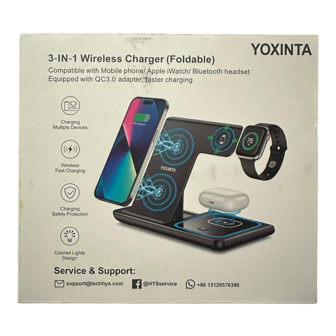 Cargador Inalámbrico 3 en 1 YOXINTA – Para Celular, AirPods y Apple Watch