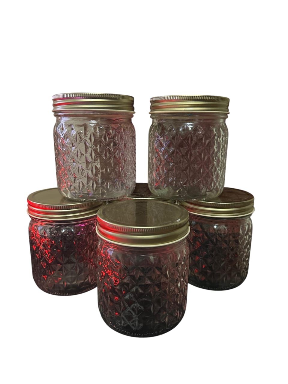 Set de 5 Envases de Vidrio con Tapa Metálica – Diseño Texturizado